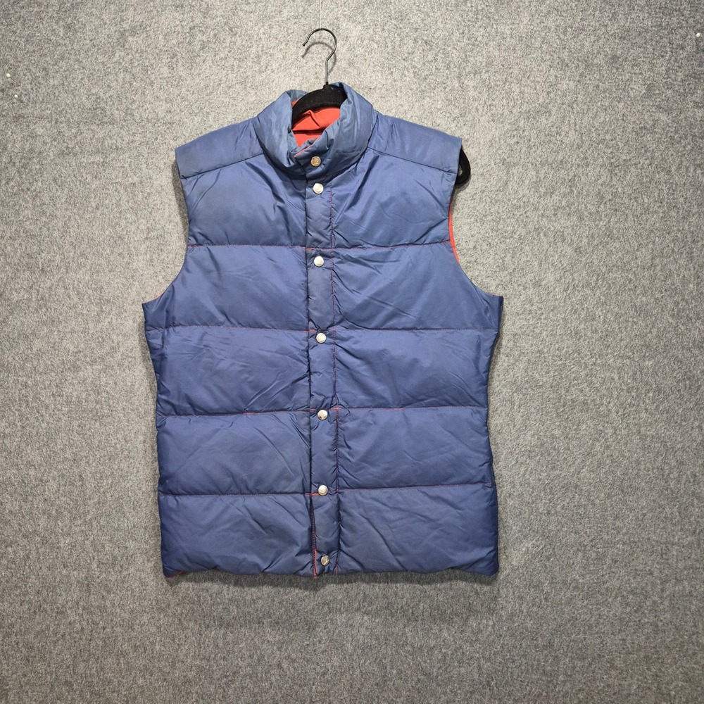 Vtg 80s Gerry Reversible Goose Down Puffer Vest M Retro Winter Fun Colorful